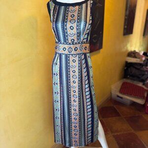 NWT! Multiflora Sheer-Back Boho Midi Dress Sz S